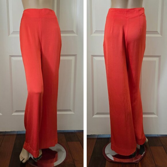 Zara High Waist Wide Leg Satin Palazzo Pants SZ S - Picture 1 of 9